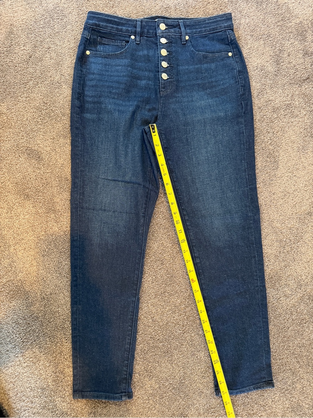 LOFT Dark Blue High-Rise Button-Fly curvy skinny jeans